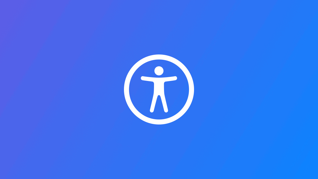 Animated accessibility symbol on a blue gradient background.